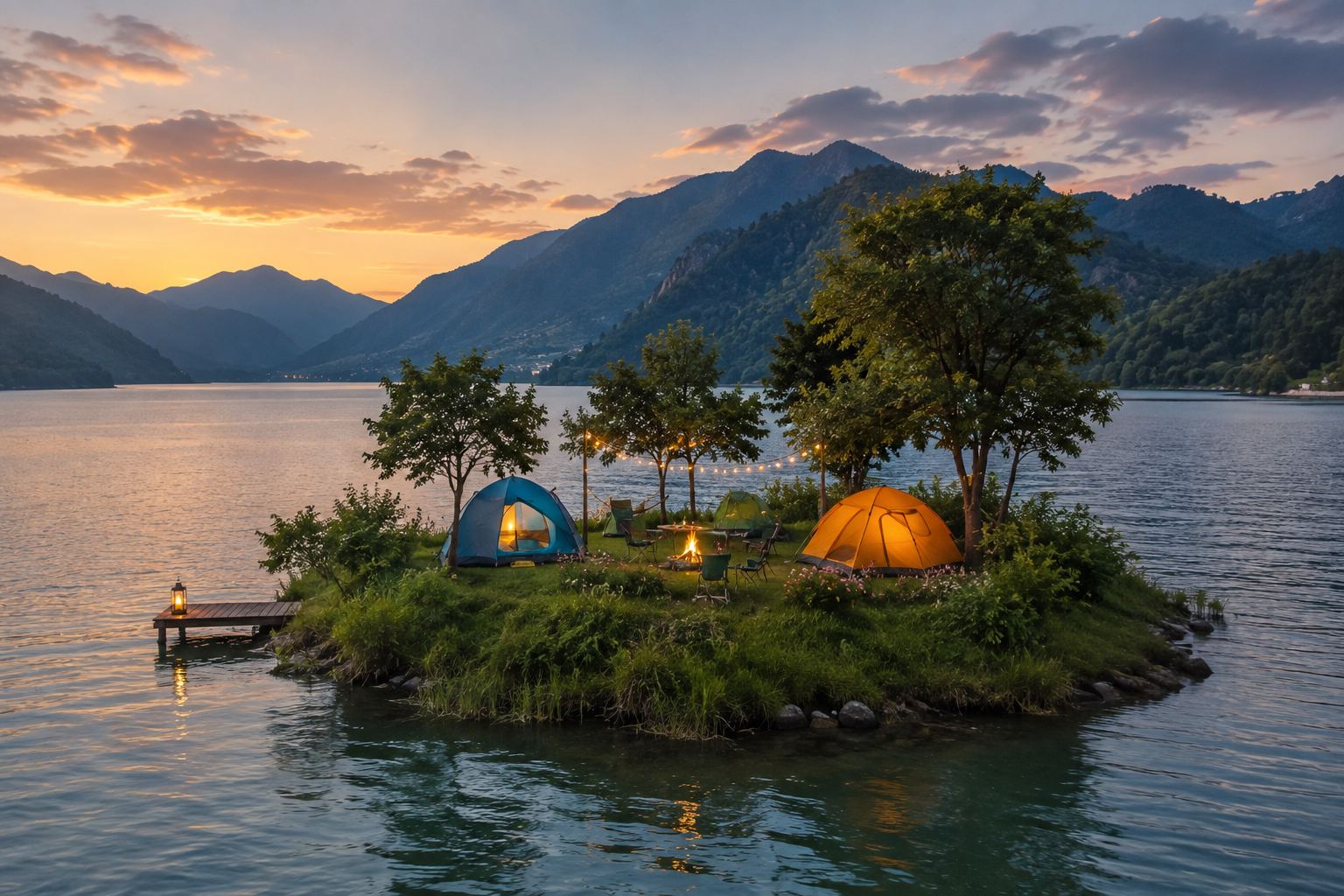 Private Lake Island Camping Retreat